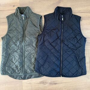 Quilted Vests in Black and Olive